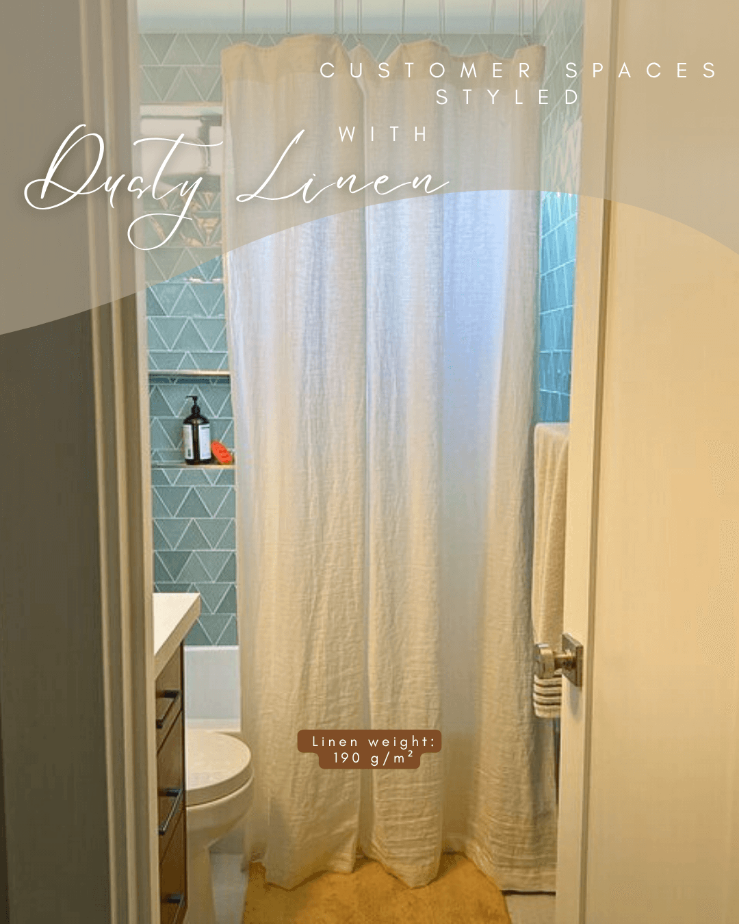 Linen Shower curtain in White color