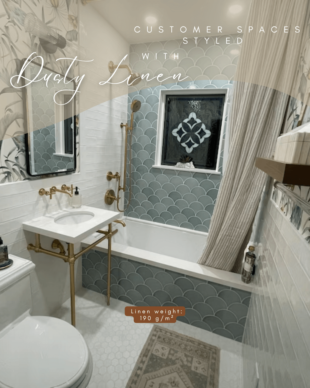 Linen Shower curtain in White color