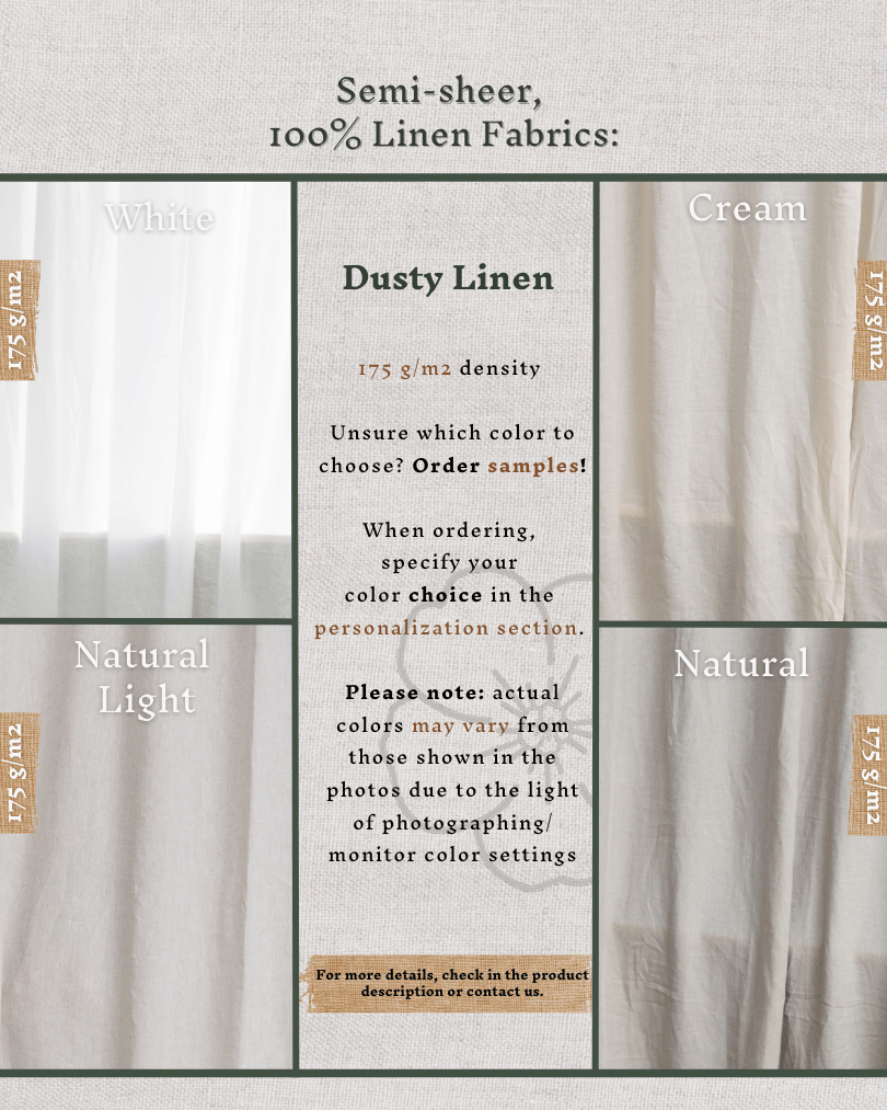 Set of 2 blackout linen curtains in Cream