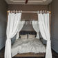 Canopy bed linen curtains with ties in White color-Dusty Linen-#original_alt_text#-