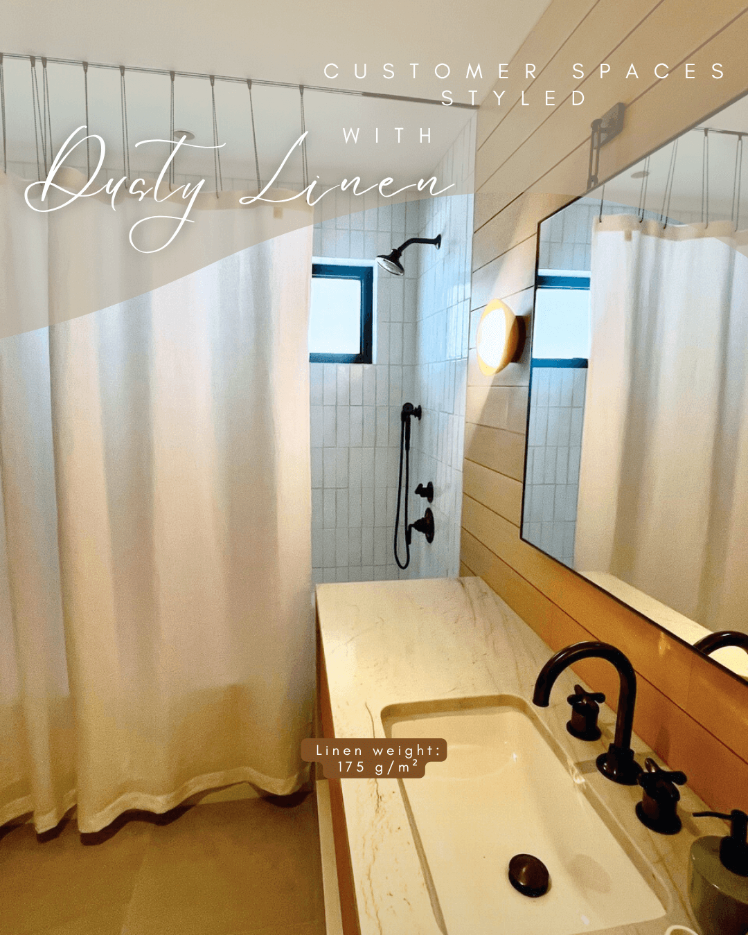 Linen Shower curtain in White color