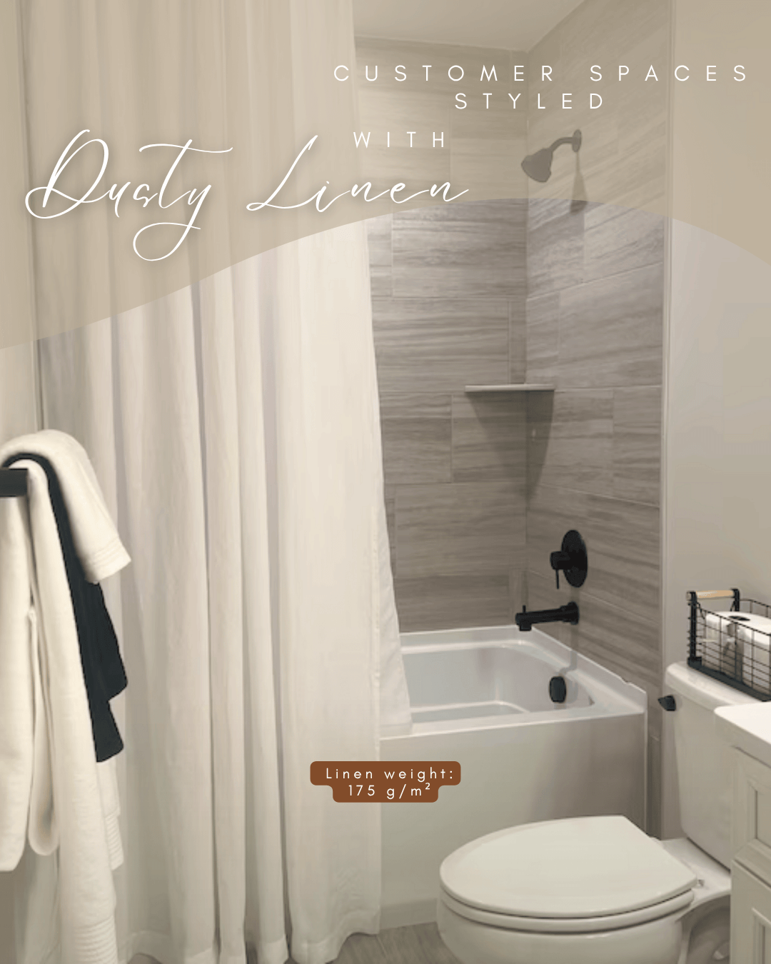 Linen Shower curtain in White color