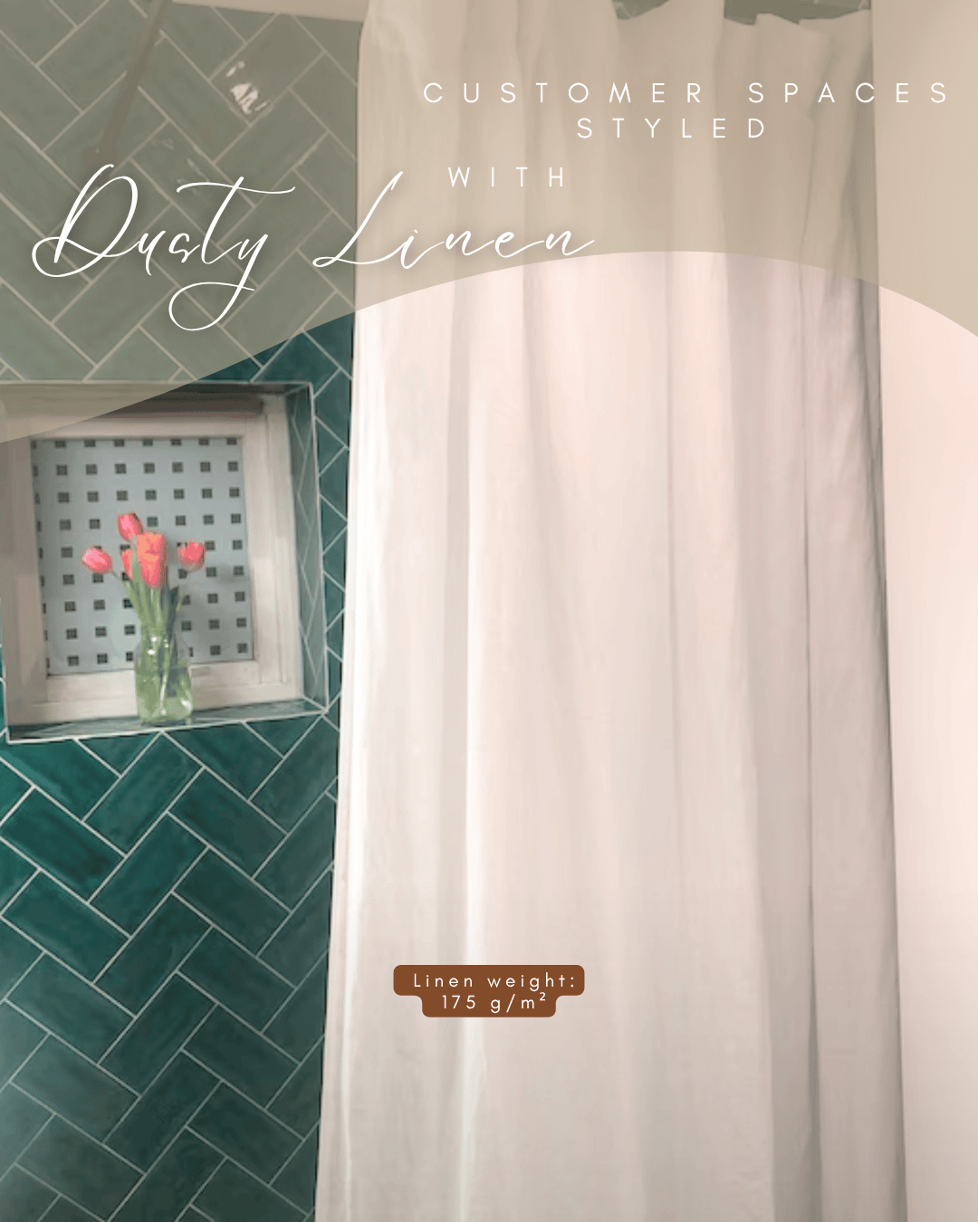 Linen Shower curtain in White color