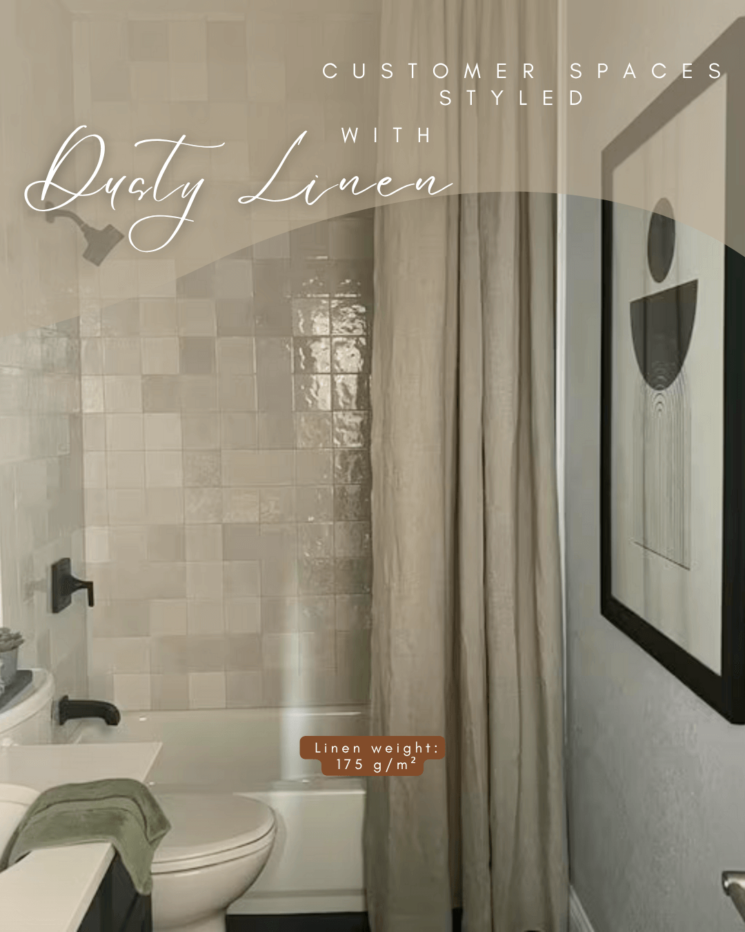 Linen Shower curtain in White color