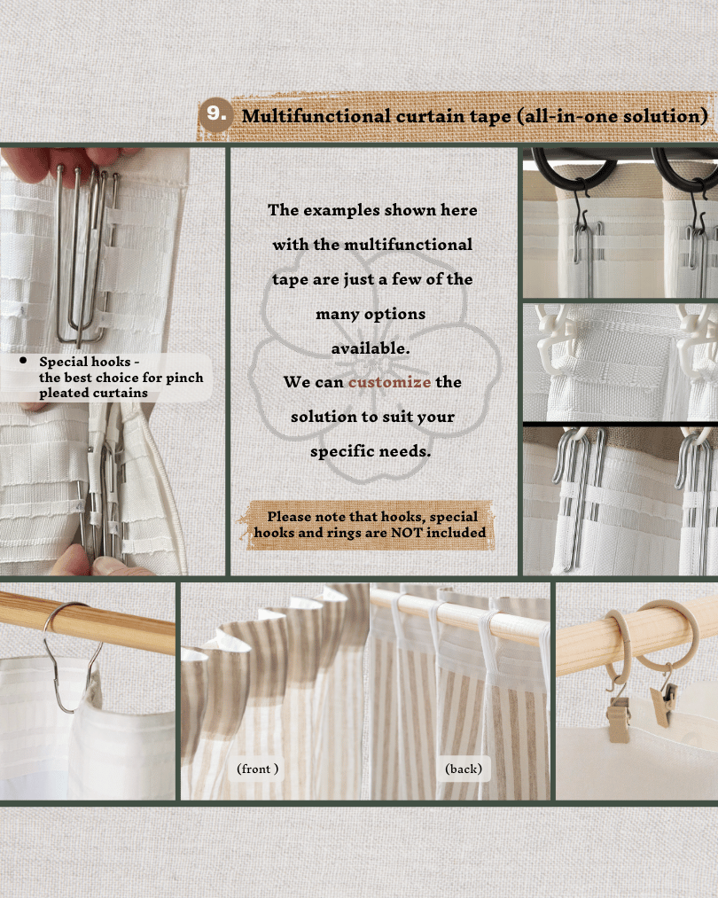 Set of 2 linen curtains (Density: 175 g/m2) in Natural Light color