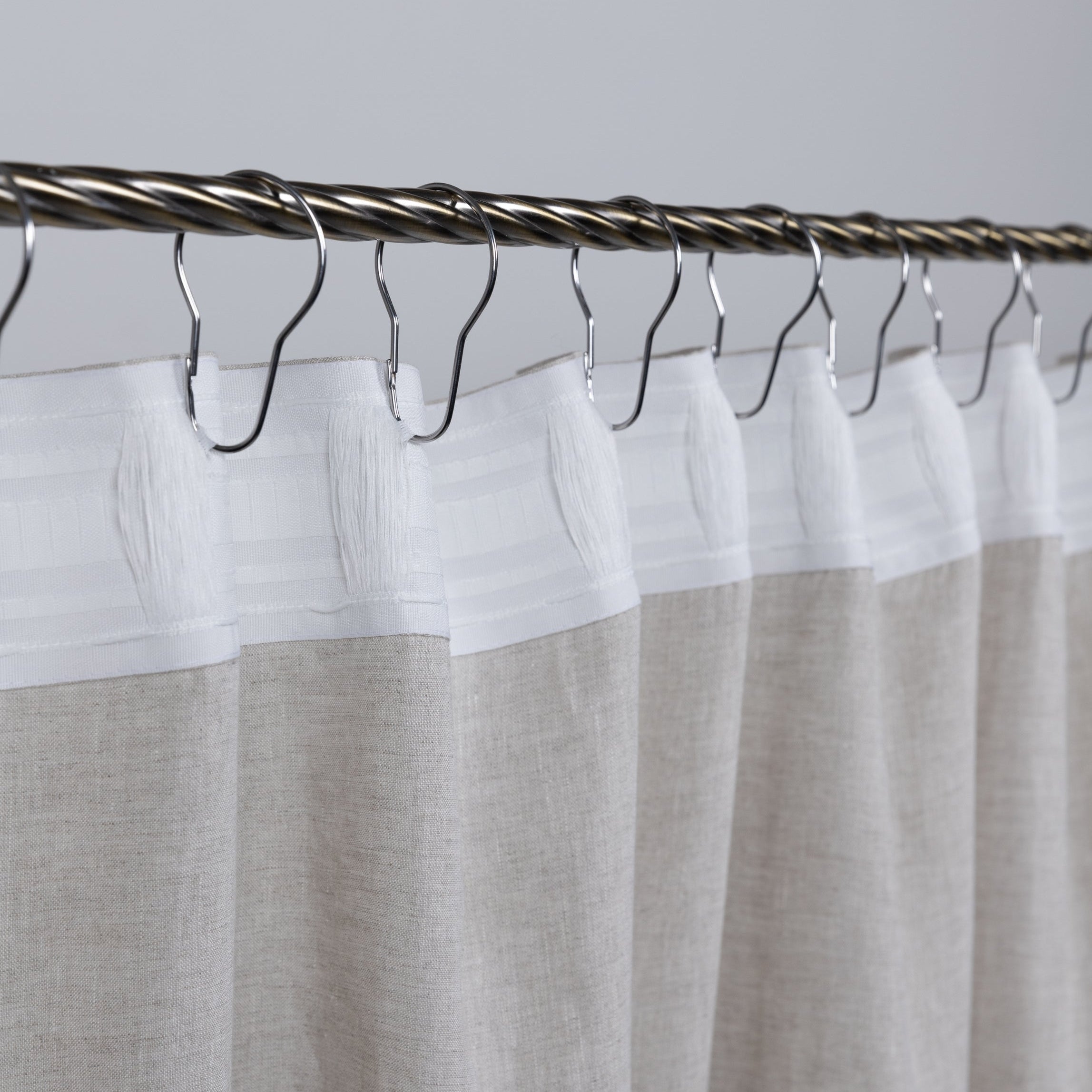 Linen curtains with multifunctional tape. Dusty linen