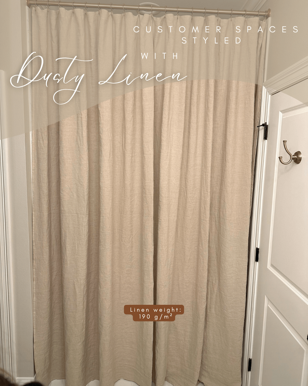 Linen Shower curtain in White color