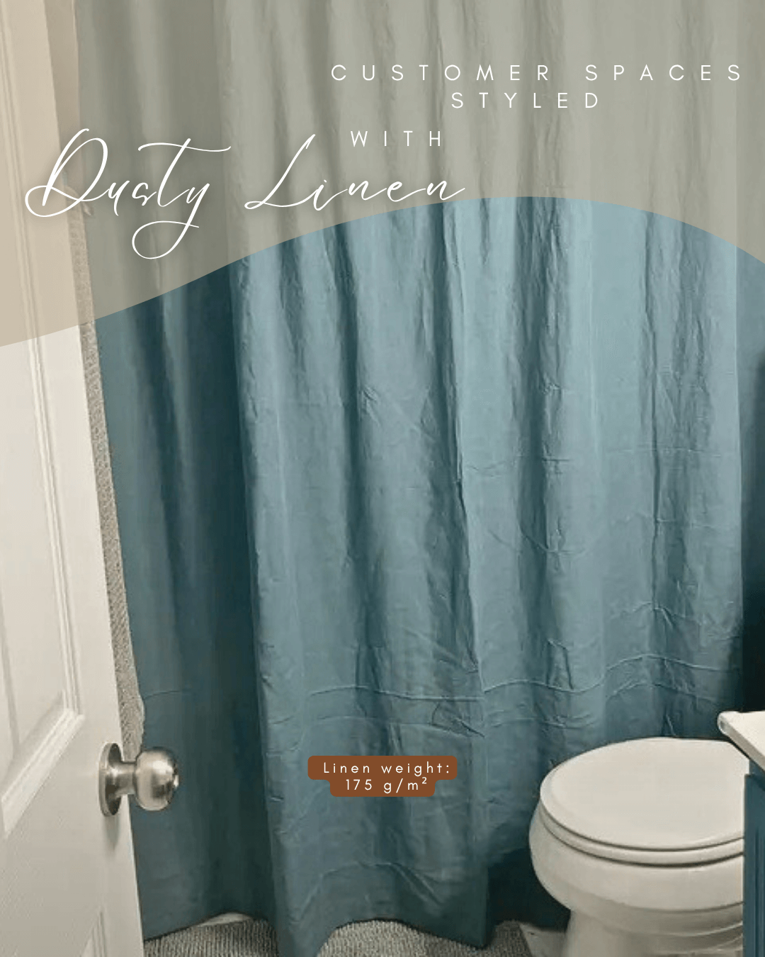 Linen Shower curtain in White color