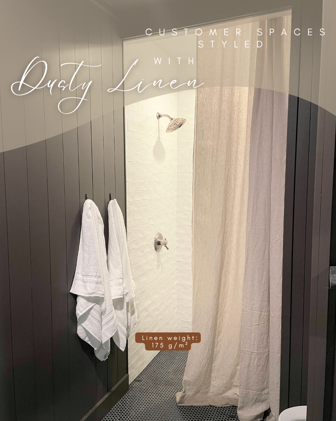 Linen Shower curtain in White color