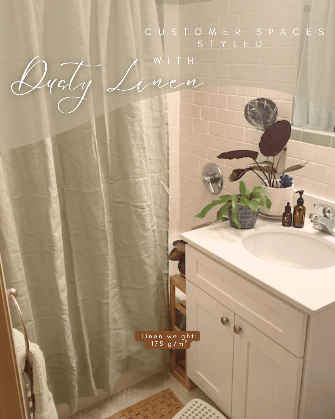 Linen Shower curtain in White color