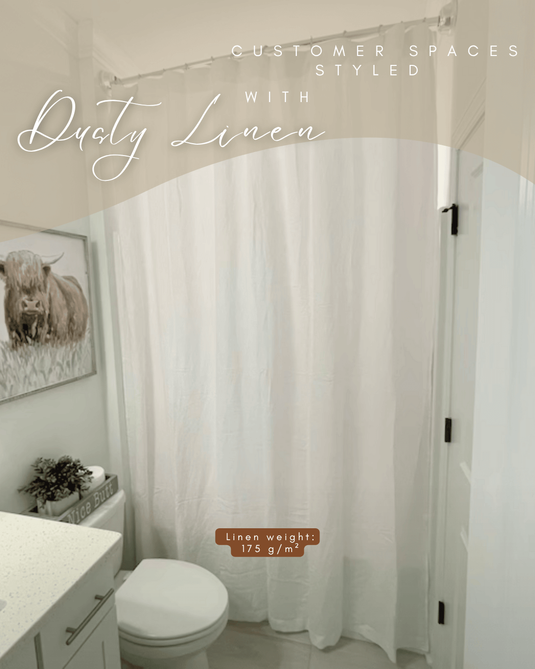 Linen Shower curtain in White color