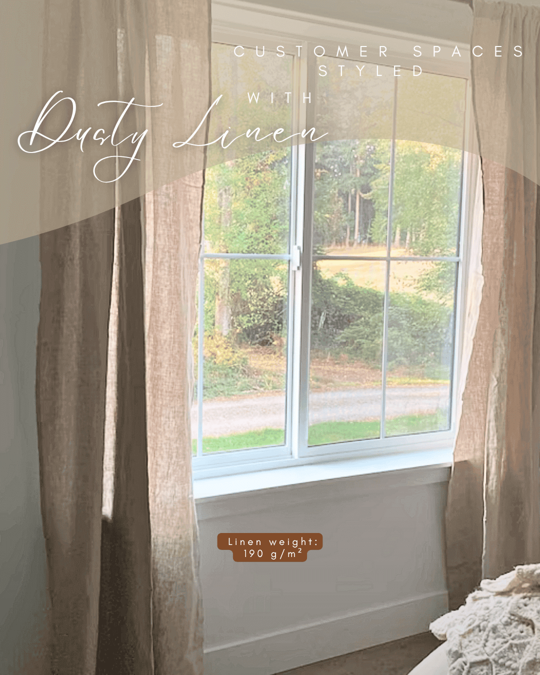 Set of 2 linen curtains (Density: 175 g/m2) in Cream color