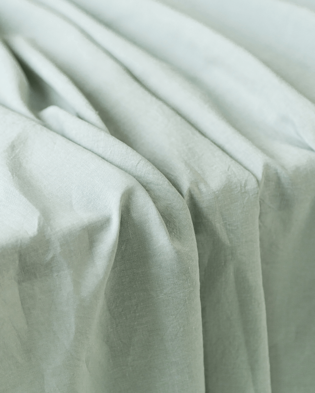 Extra wide linen fabric 280 cm, sage green, 175 gsm - softened linen texture