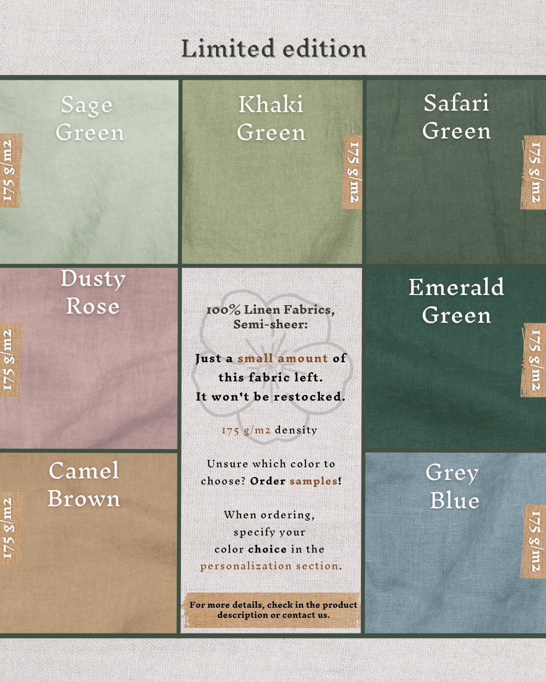 Seamless linen couch cover in Natural Light color (density 175 g/m2)