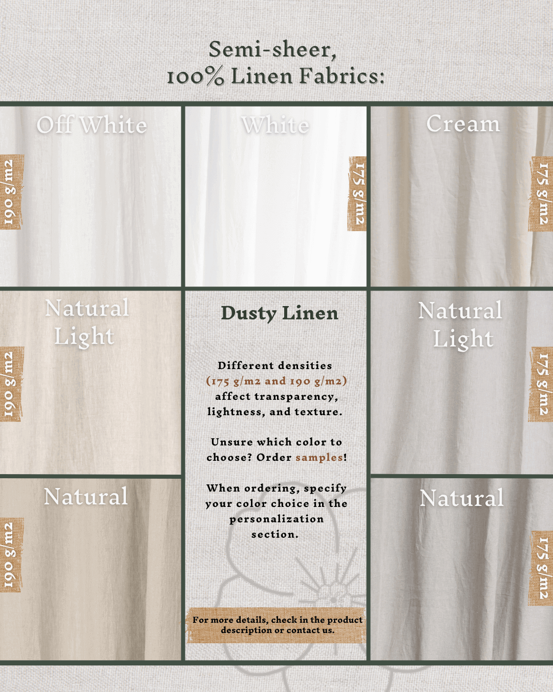 Seamless linen couch cover in Natural Light color (density 175 g/m2)