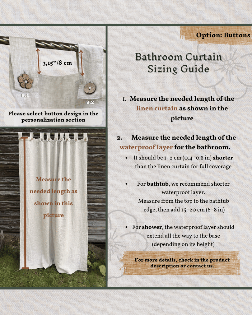 Linen Shower curtain in White color