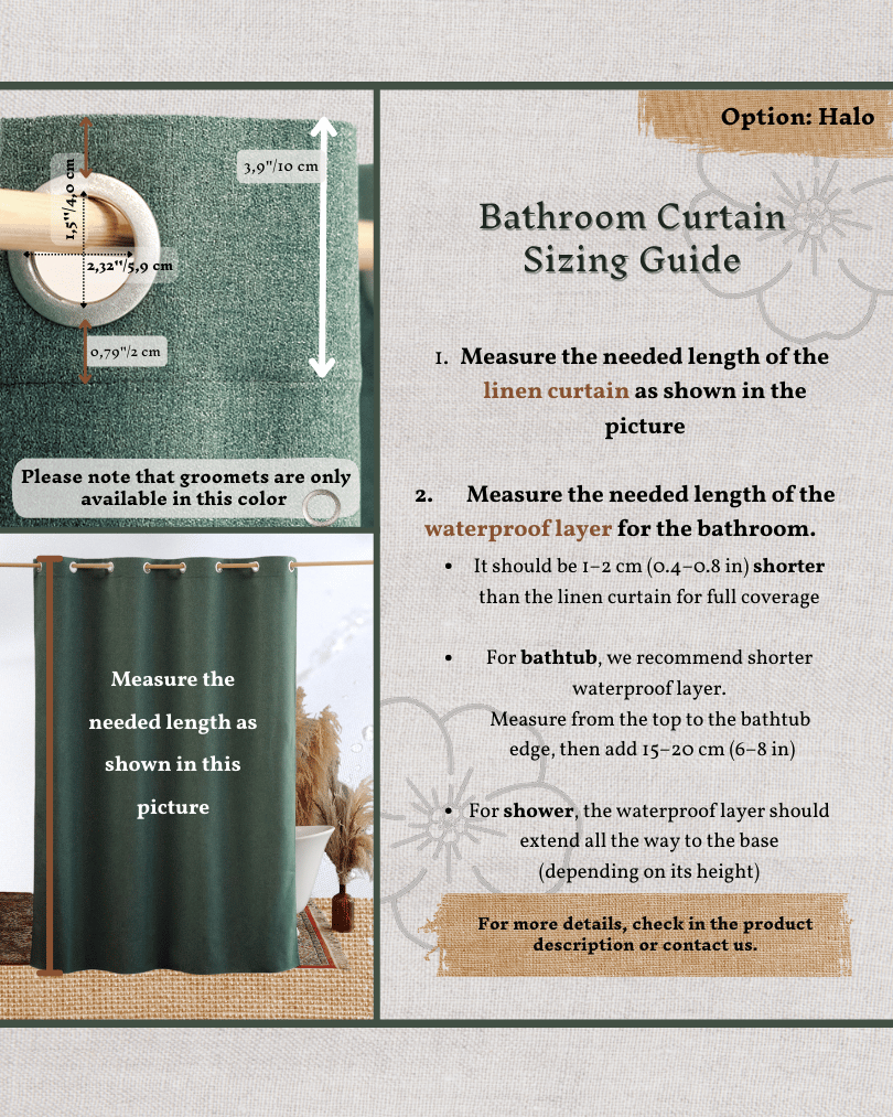 Linen Shower curtain in White color
