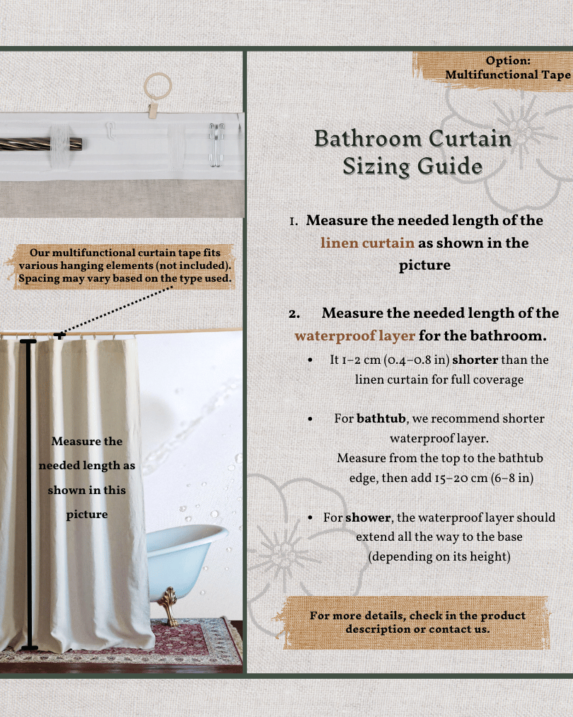 Linen Shower curtain in White color