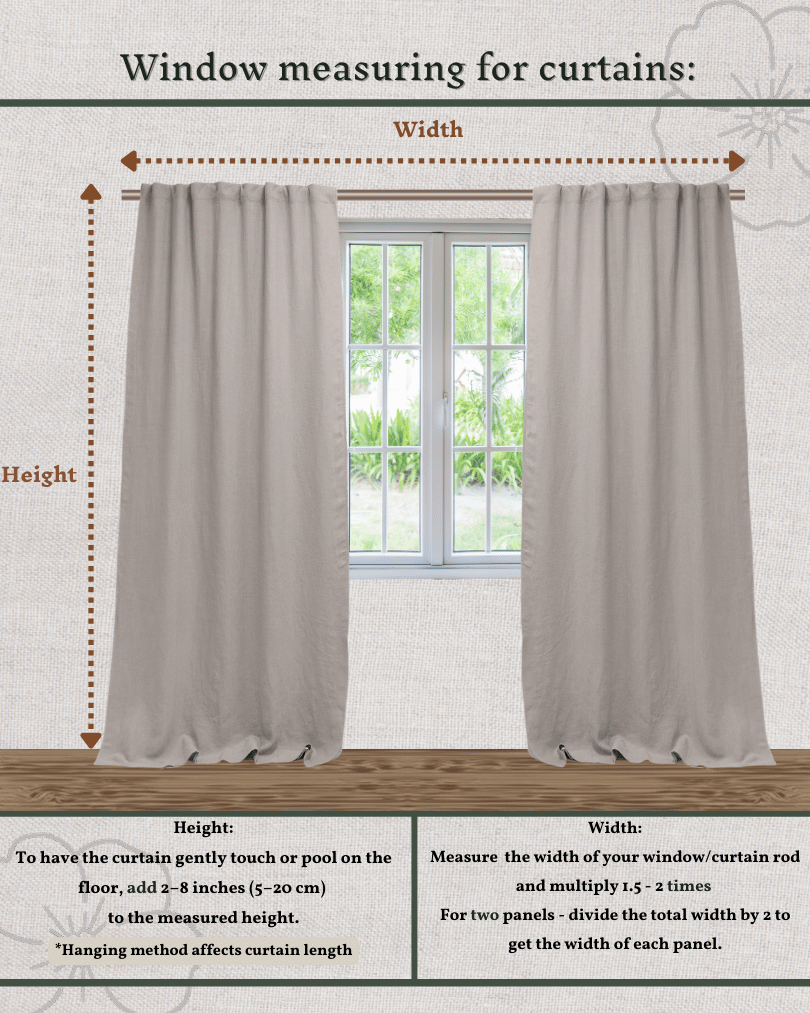 Set of 2 blackout linen curtains in Cream