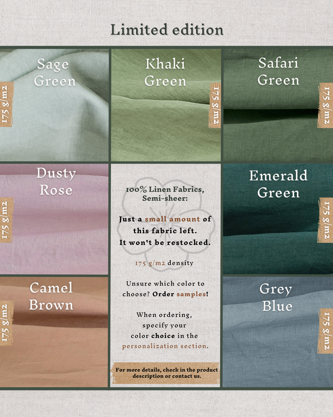  linen color swatch chart — available shades