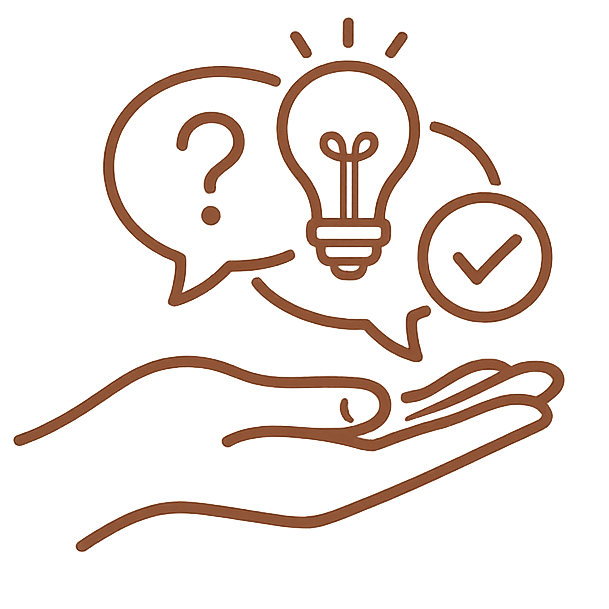 Line icon showing guidance and support for custom linen order questions