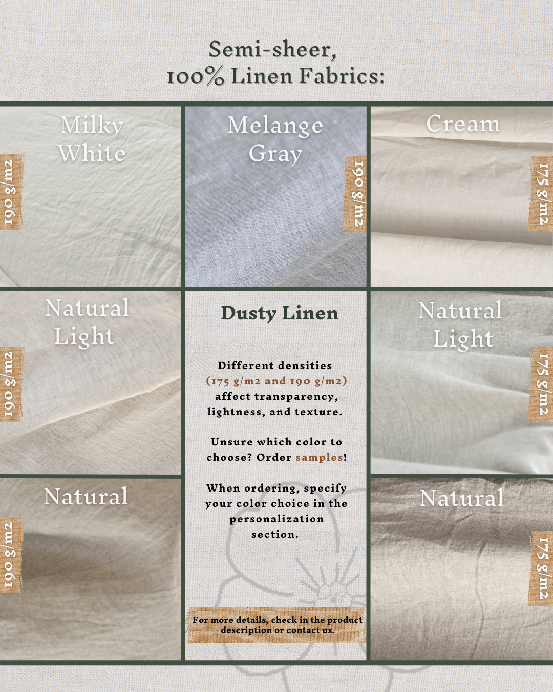 Fabric weight guide for minimalist linen pillowcase — 175 g/m² options