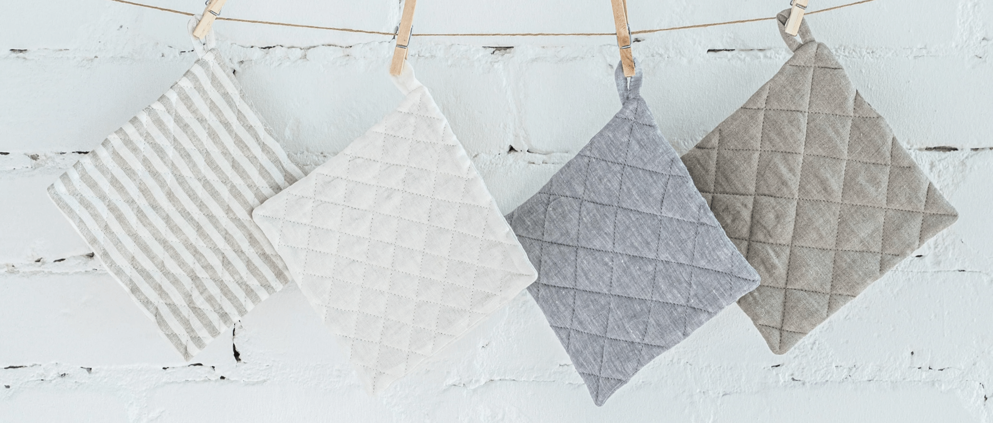 Linen pot holders collection - European kitchen textiles
