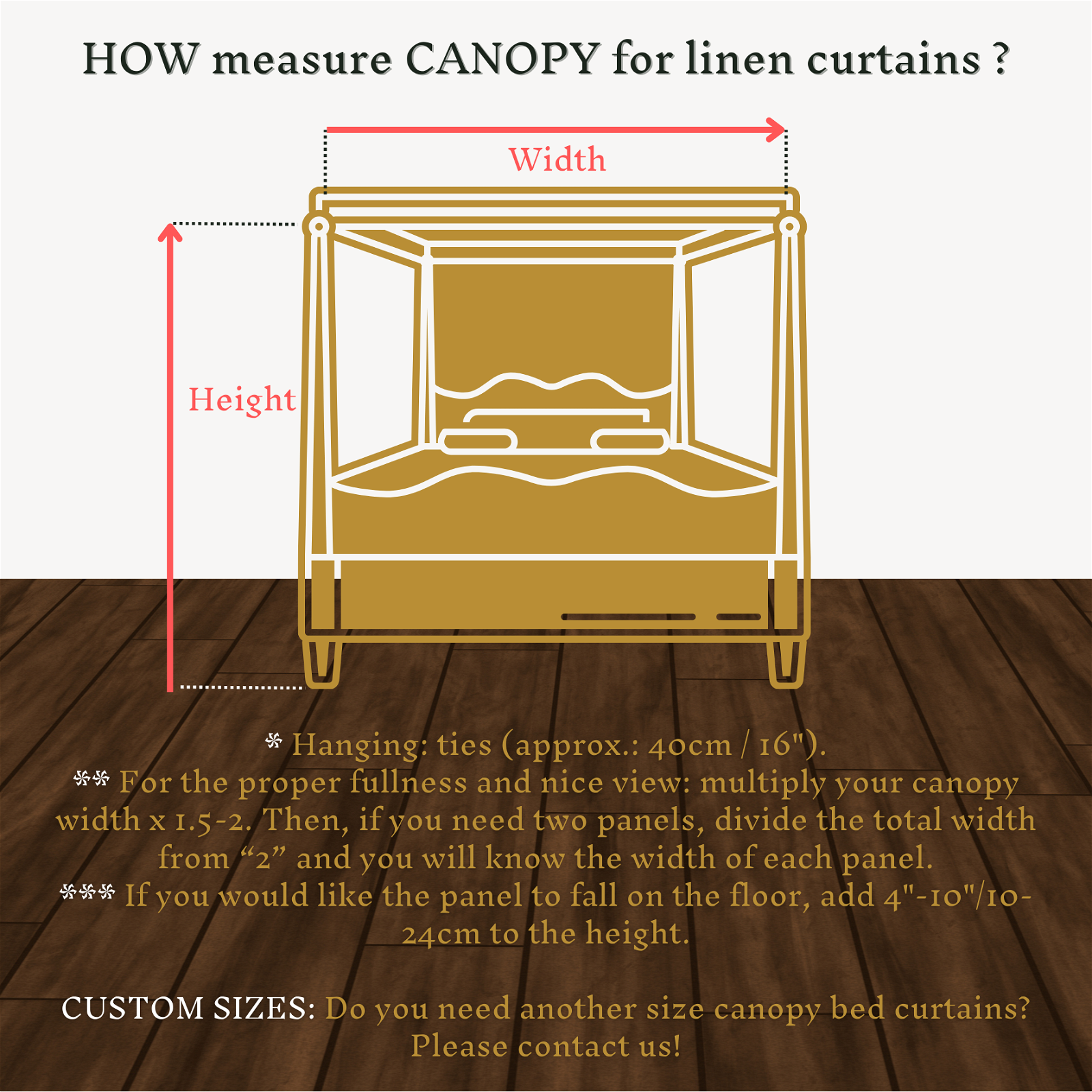Canopy bed linen curtains with ties in Natural Light color (190 g/m2 density)-Dusty Linen-#original_alt_text#-
