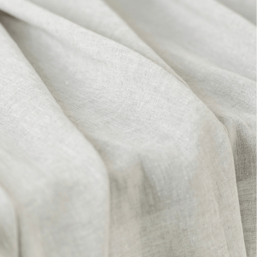 Natural light linen fabric fold detail, 175 g/m² European linen