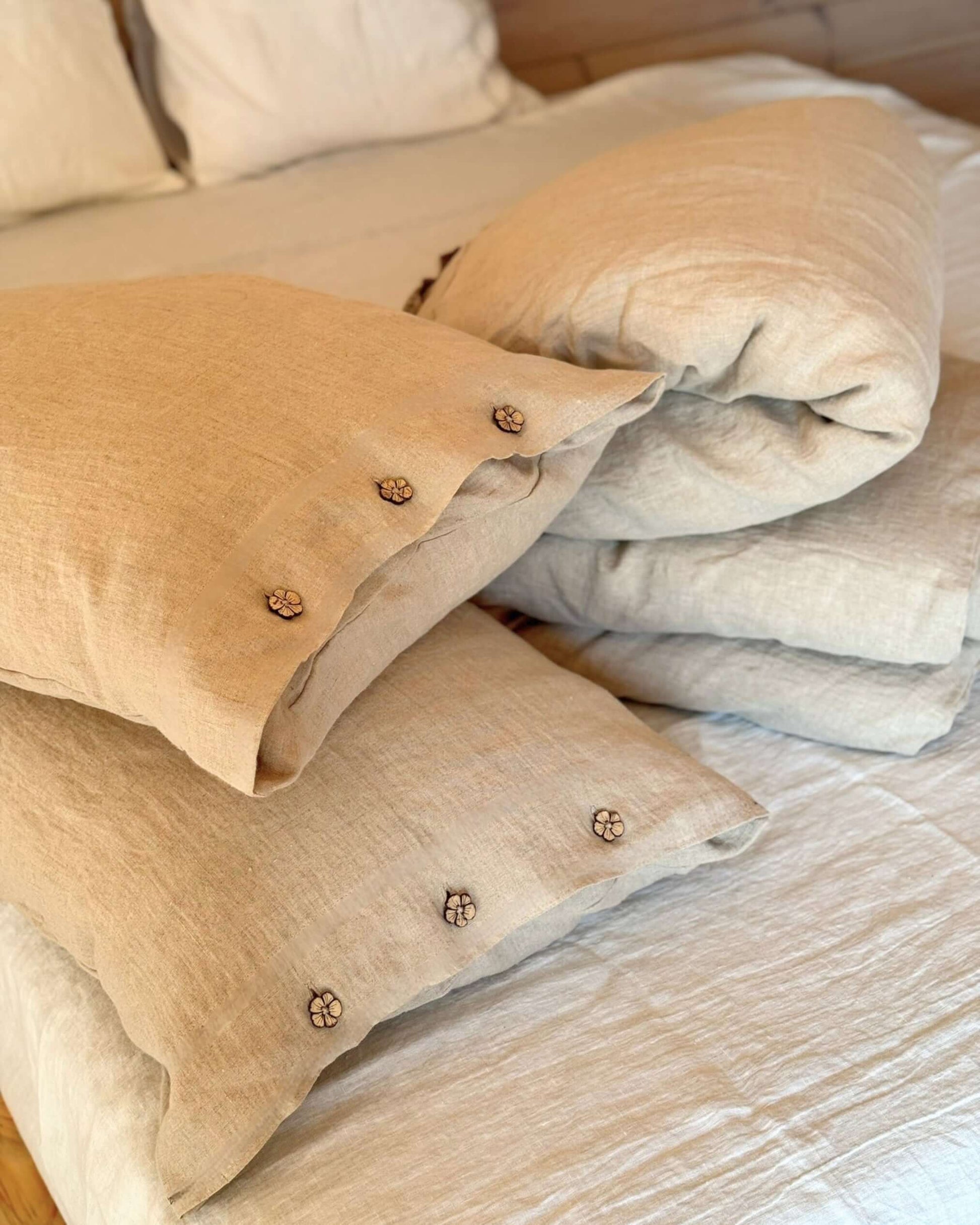 Linen bedding set in natural, made-to-order in Lithuania