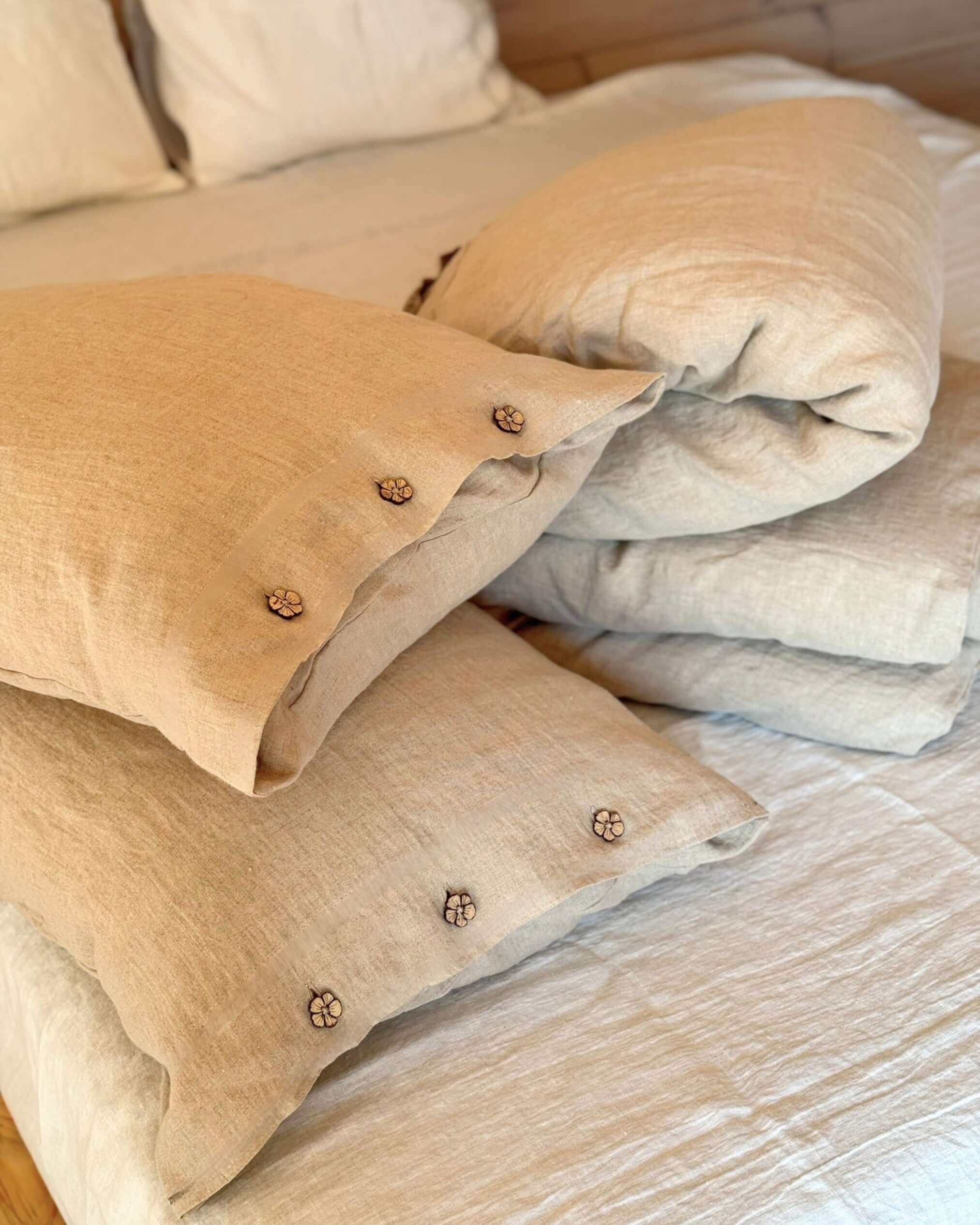 Linen bedding set in natural, made-to-order in Lithuania