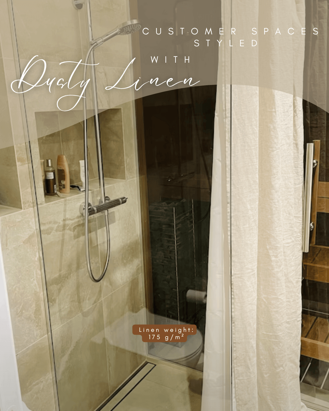 Linen Shower curtain in White color