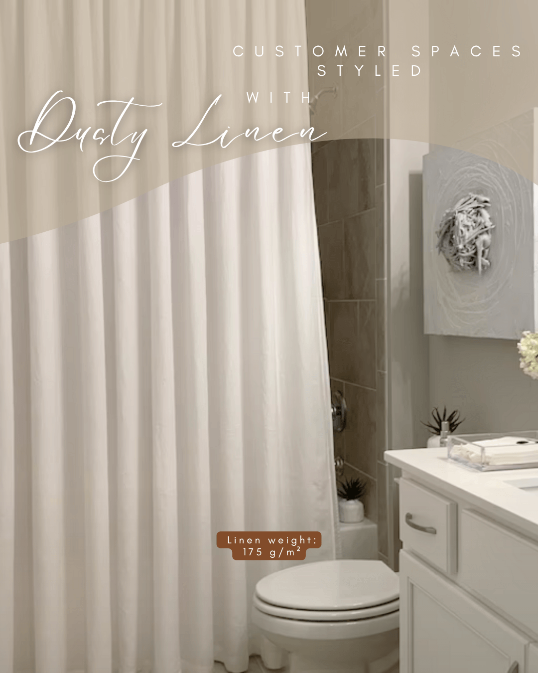 Linen Shower curtain in White color