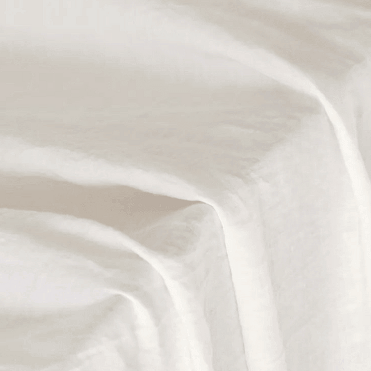 Off white linen fabric detail, 190 g/m² softened texture