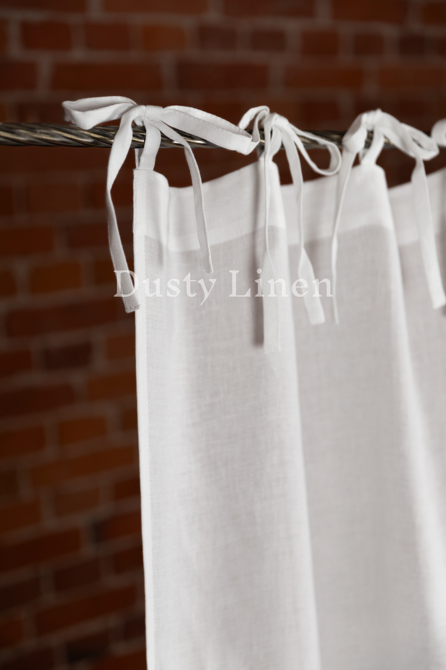 Set of 2 linen curtains (Density: 175 g/m2) in Cream color