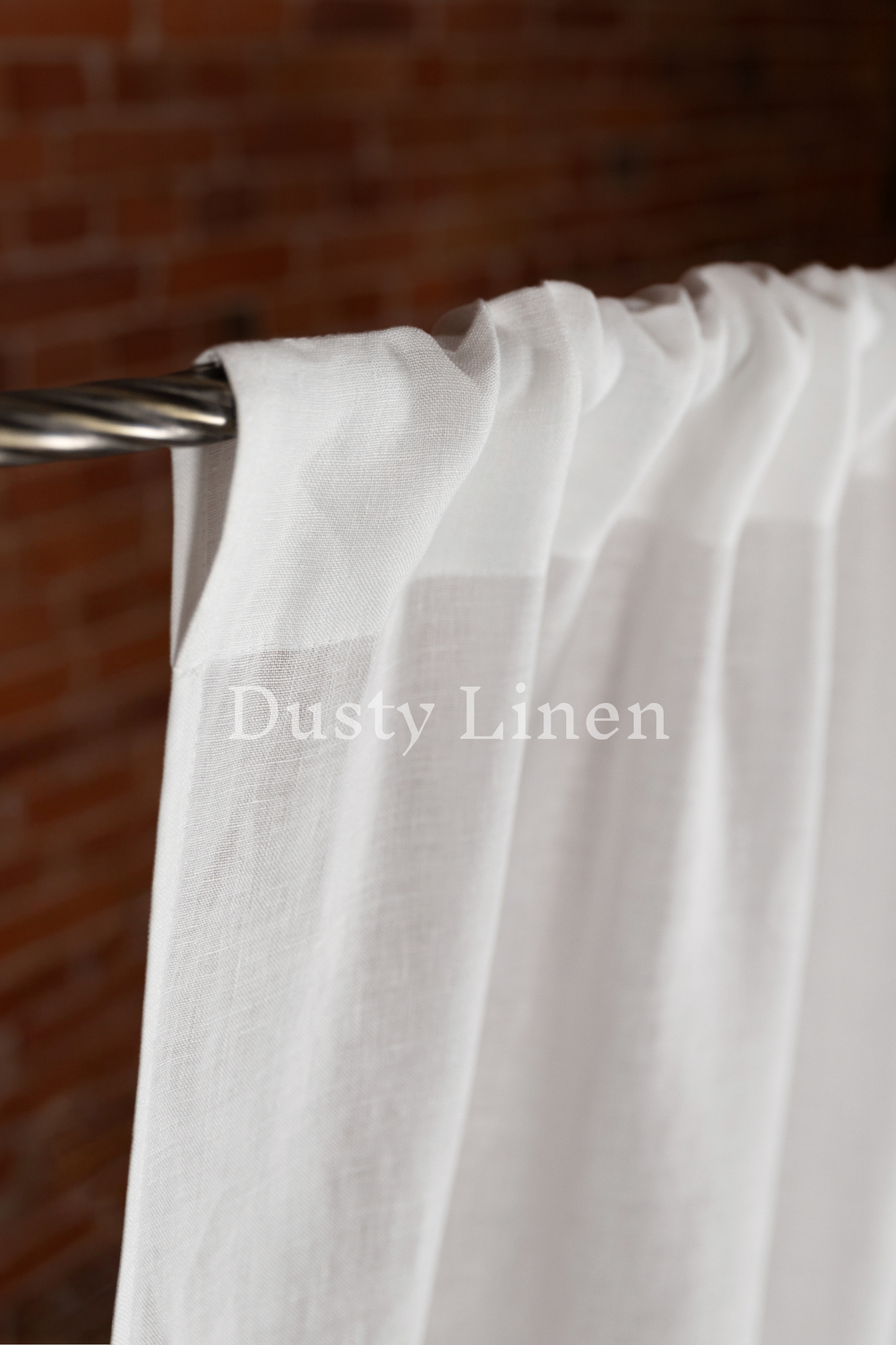 Set of 2 linen curtains (Density: 190 g/m2) in Off White color