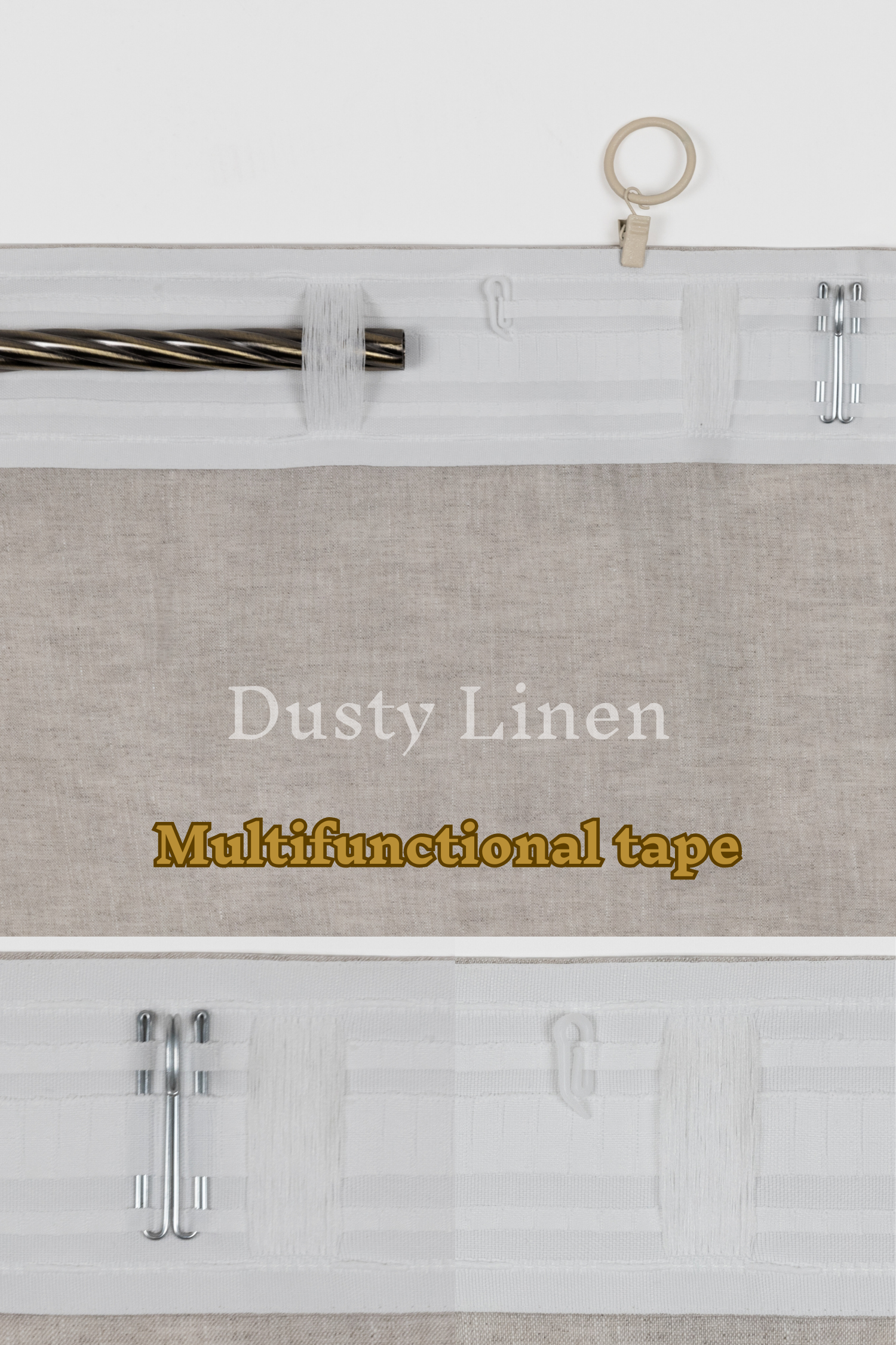 Set of 2 linen curtains (Density: 175 g/m2) in Camel Brown color