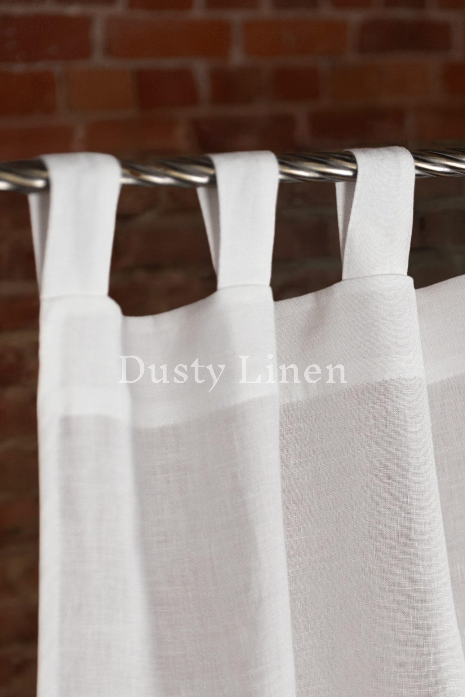 Set of 2 linen curtains (Density: 175 g/m2) in White color