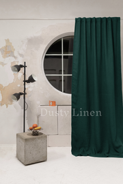 Emerald Green color Linen Blackout Curtains - DustyLinen