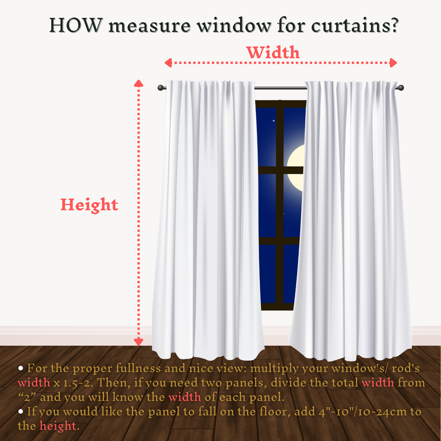 Set of 2 linen curtains (Density: 175 g/m2) in Natural Light color