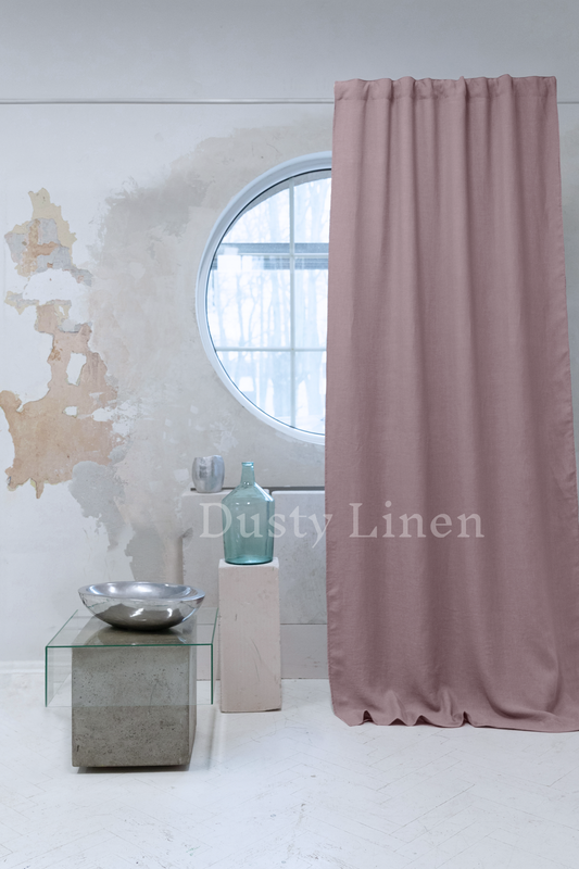 Dusty Rose color Linen Blackout Curtains - DustyLinen