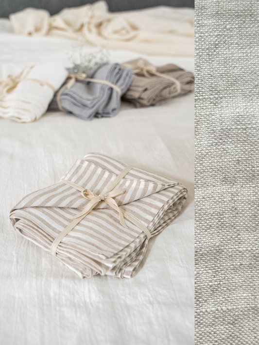 Linen flat sheet in Natural Light color (density 190 g/m2) *with seams in the middle Dusty Linen