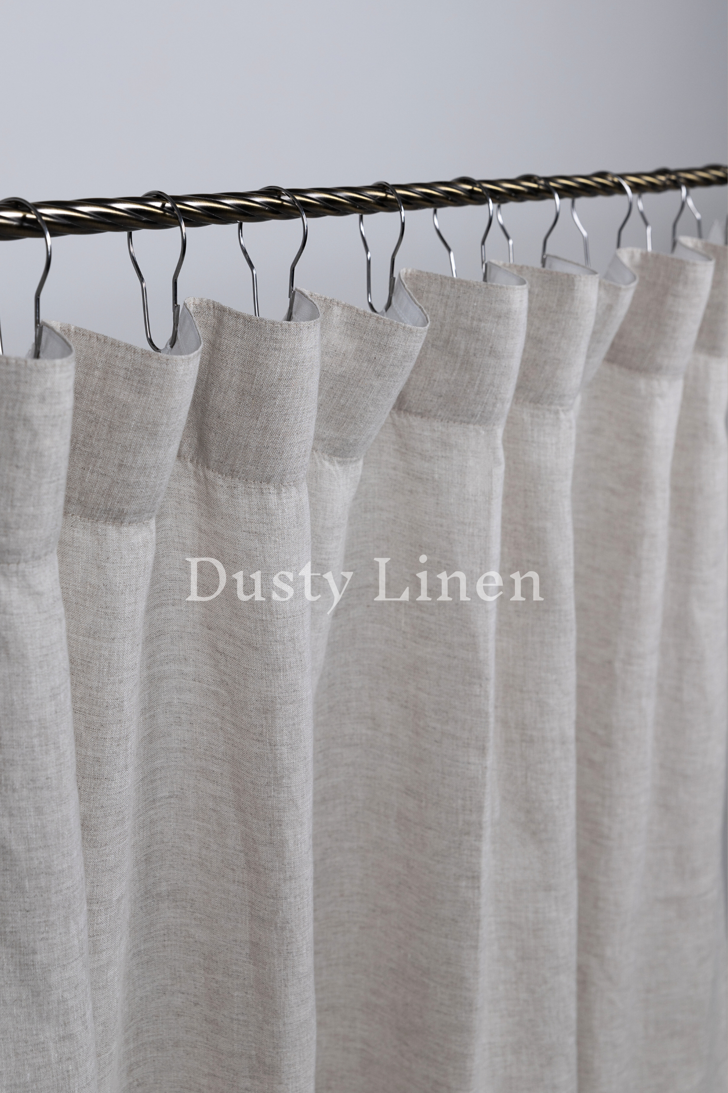 Set of 2 linen curtains (Density: 175 g/m2) in Gray Blue color