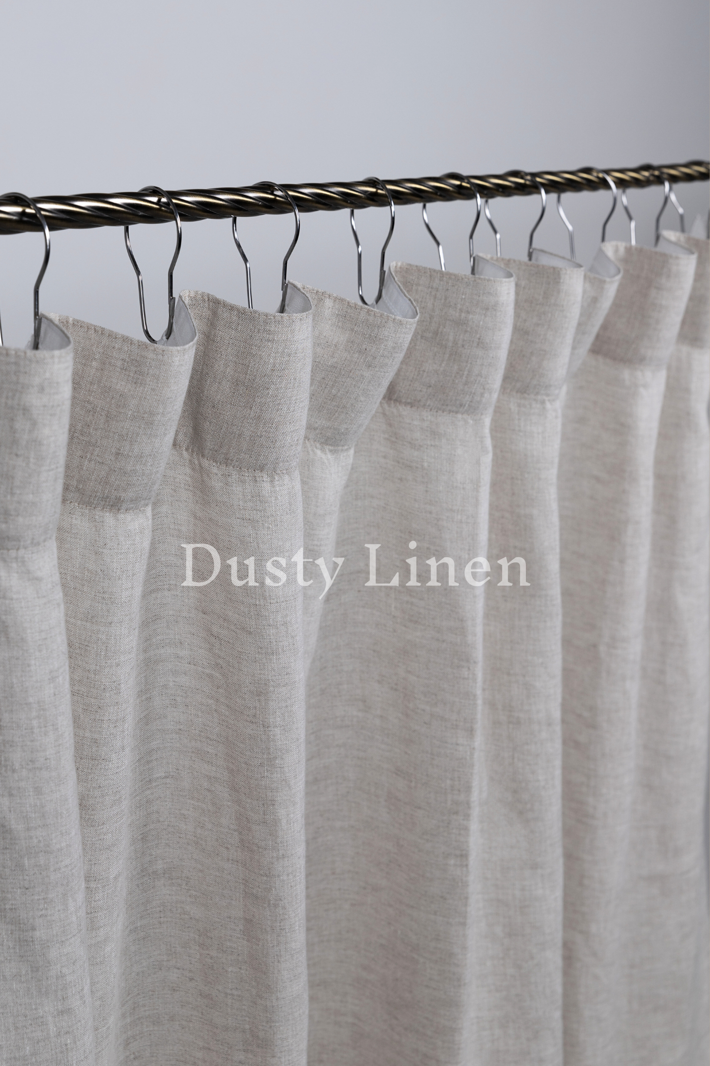 Set of 2 linen curtains (Density: 190 g/m2) in Off White color