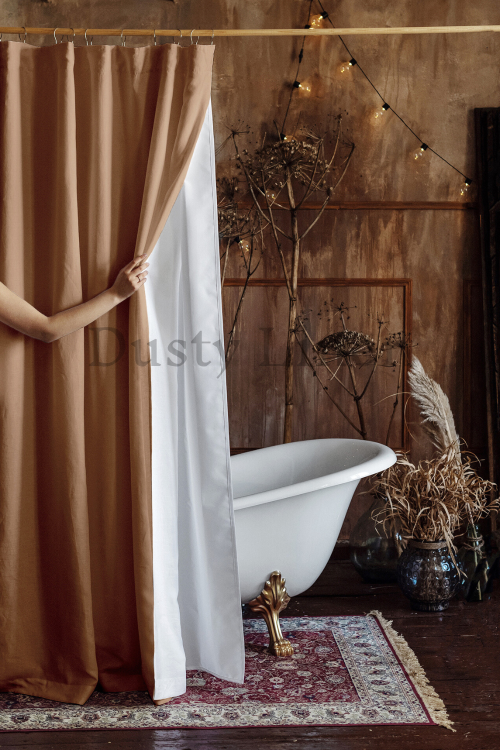 Camel Brown color waterproof curtain - long shower curtain.