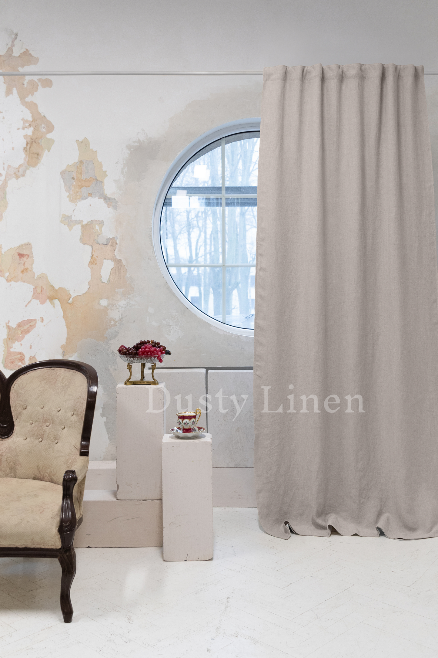 Natural Light color Linen Blackout Curtains - DustyLinen