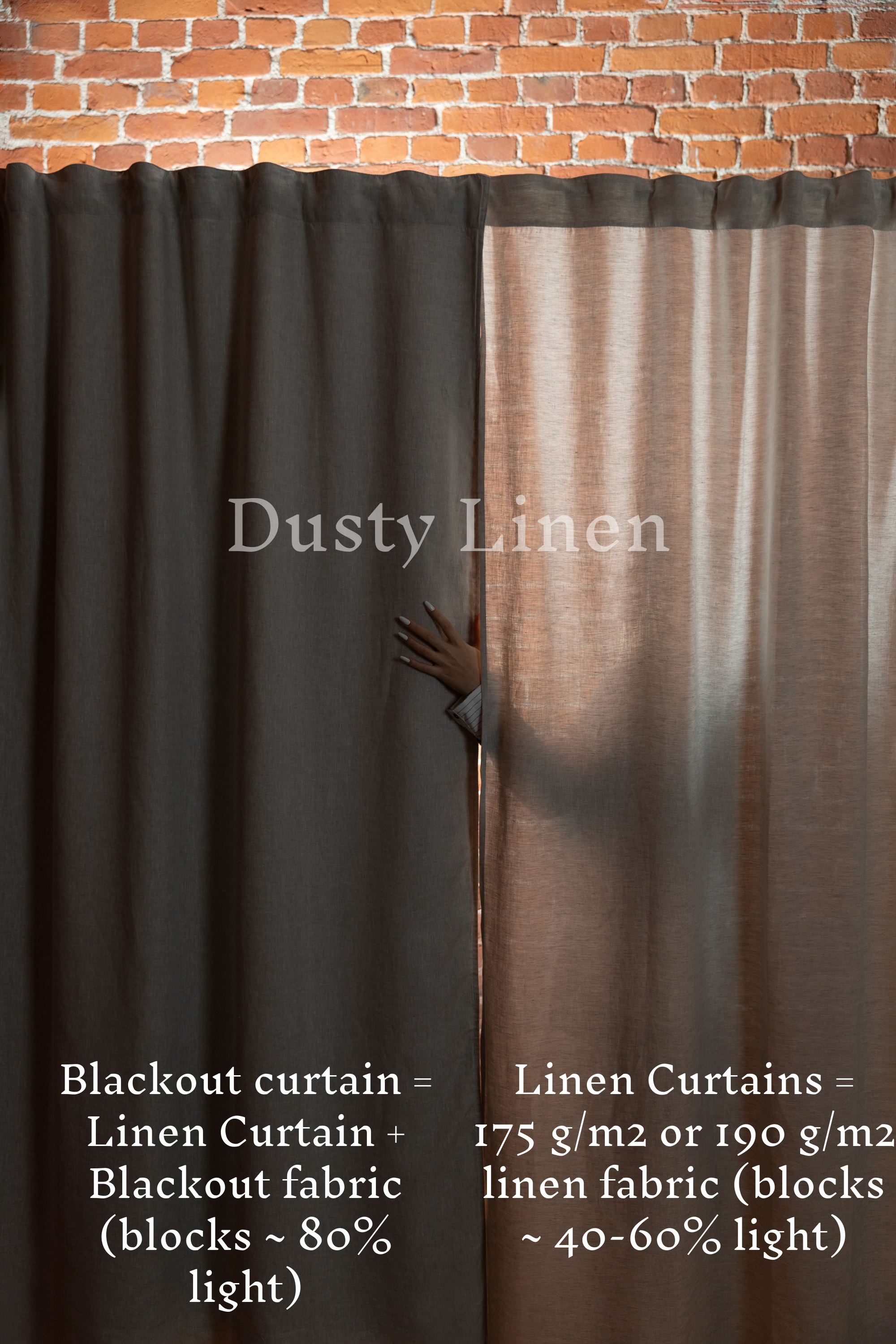 Set of 2 blackout linen curtains in Dusty Rose