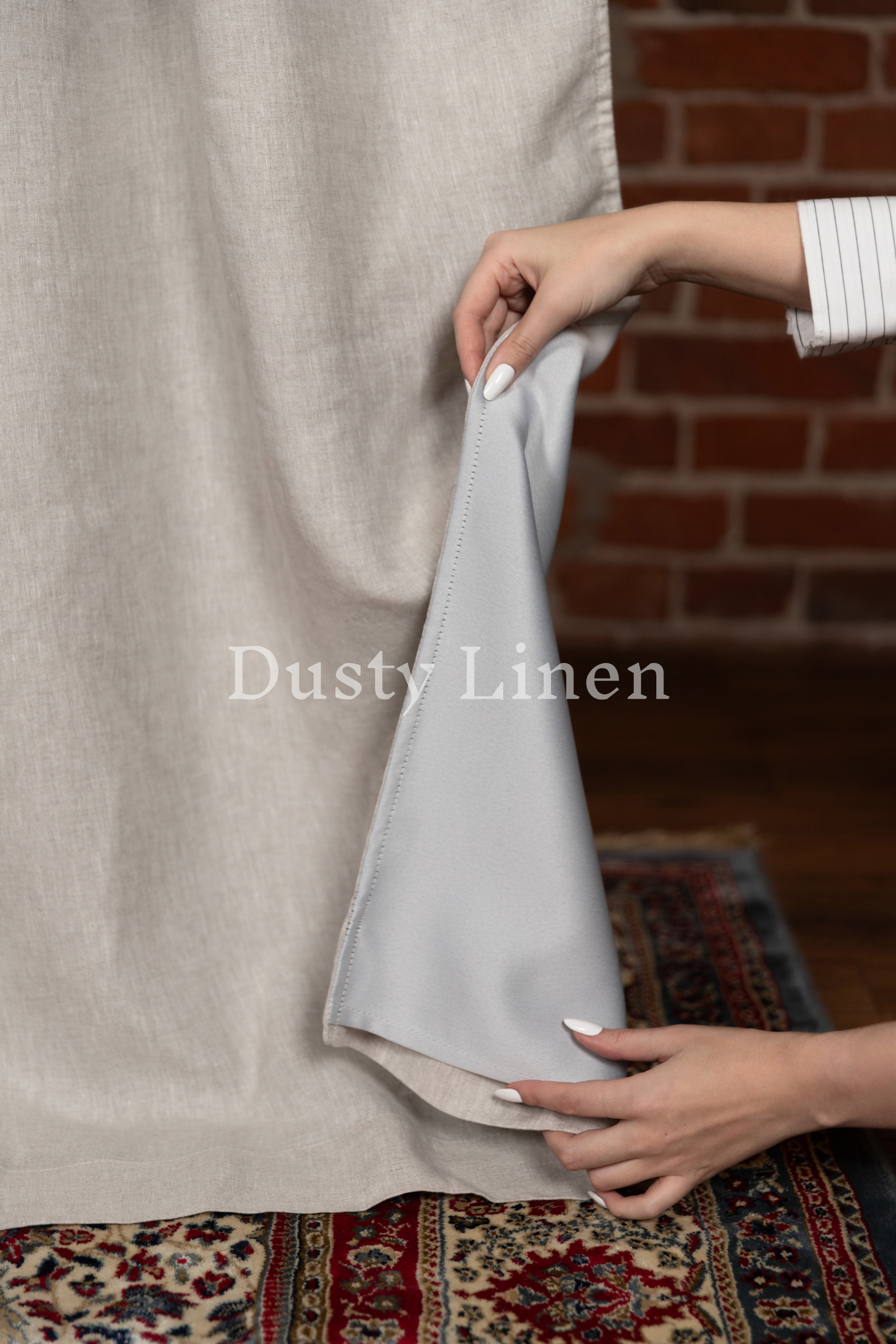 Set of 2 blackout linen curtains in Cream