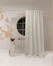Cream linen blackout curtain panels, set of 2, front view