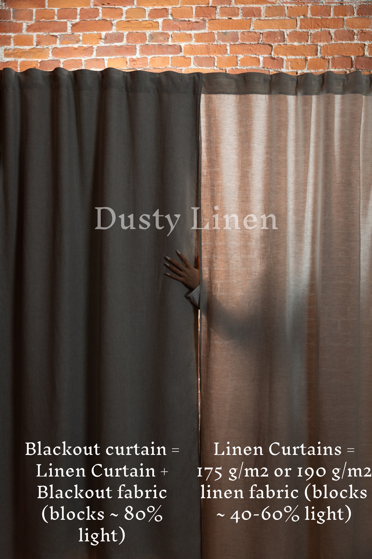 Set of 2 linen curtains (Density: 190 g/m2) in Natural Light color